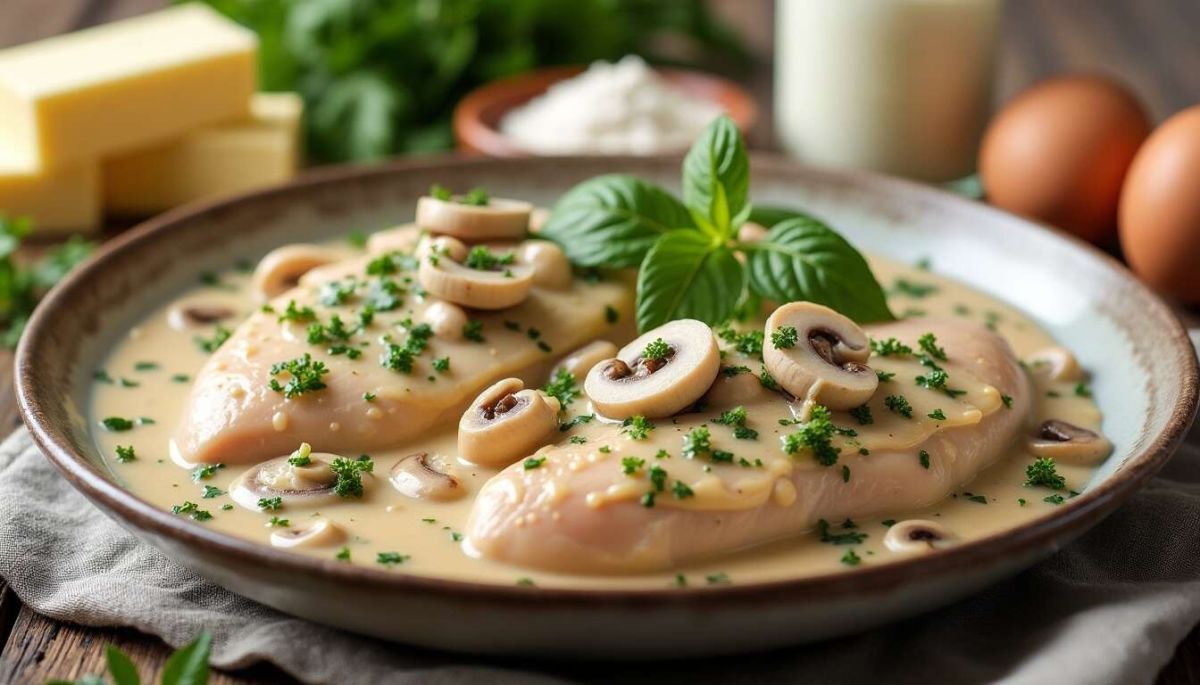 Poulet sauce blanche aux champignons : une recette réconfortante