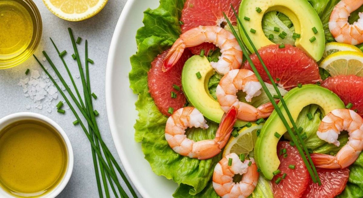 Salade de crevettes, avocat et pamplemousse : recette gourmande