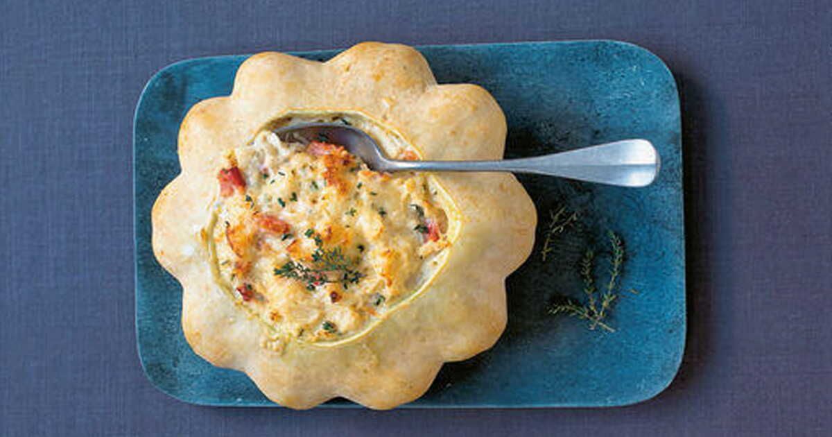 Un délice de pâtisson farci à la morue et à la truffe