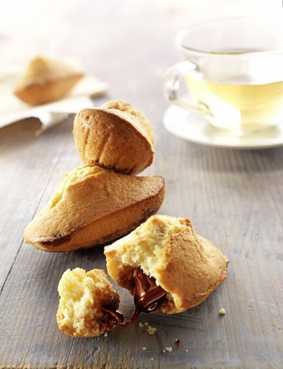 Madeleines au cœur fondant chocolat-noisettes