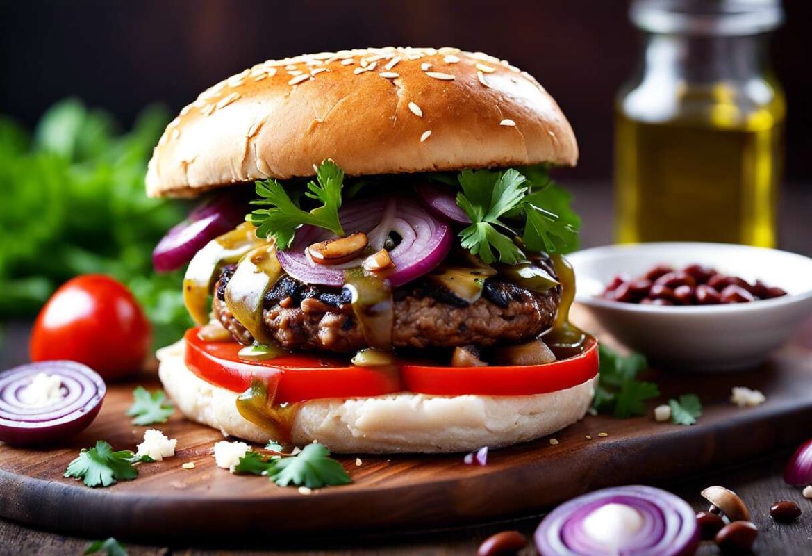 Découvrez le burger végétarien aux champignons et haricots rouges