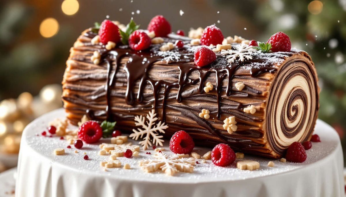 Dégustez une bûche de Noël unique avec brebis et framboises