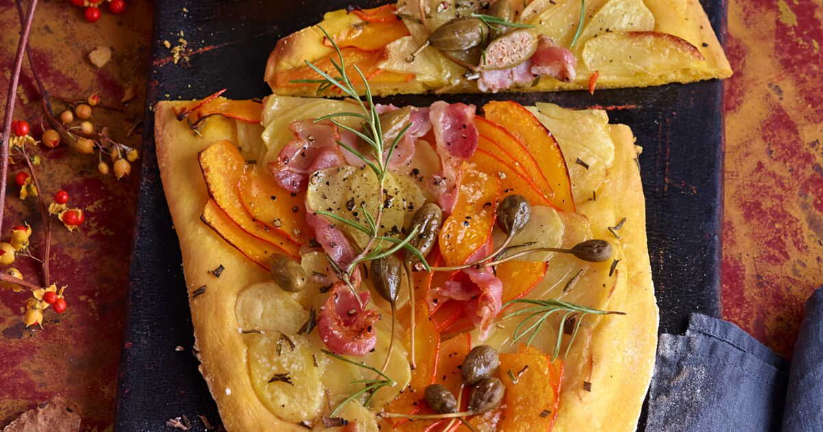 La fougasse réinventée : potimarron et lard fumé en vedette