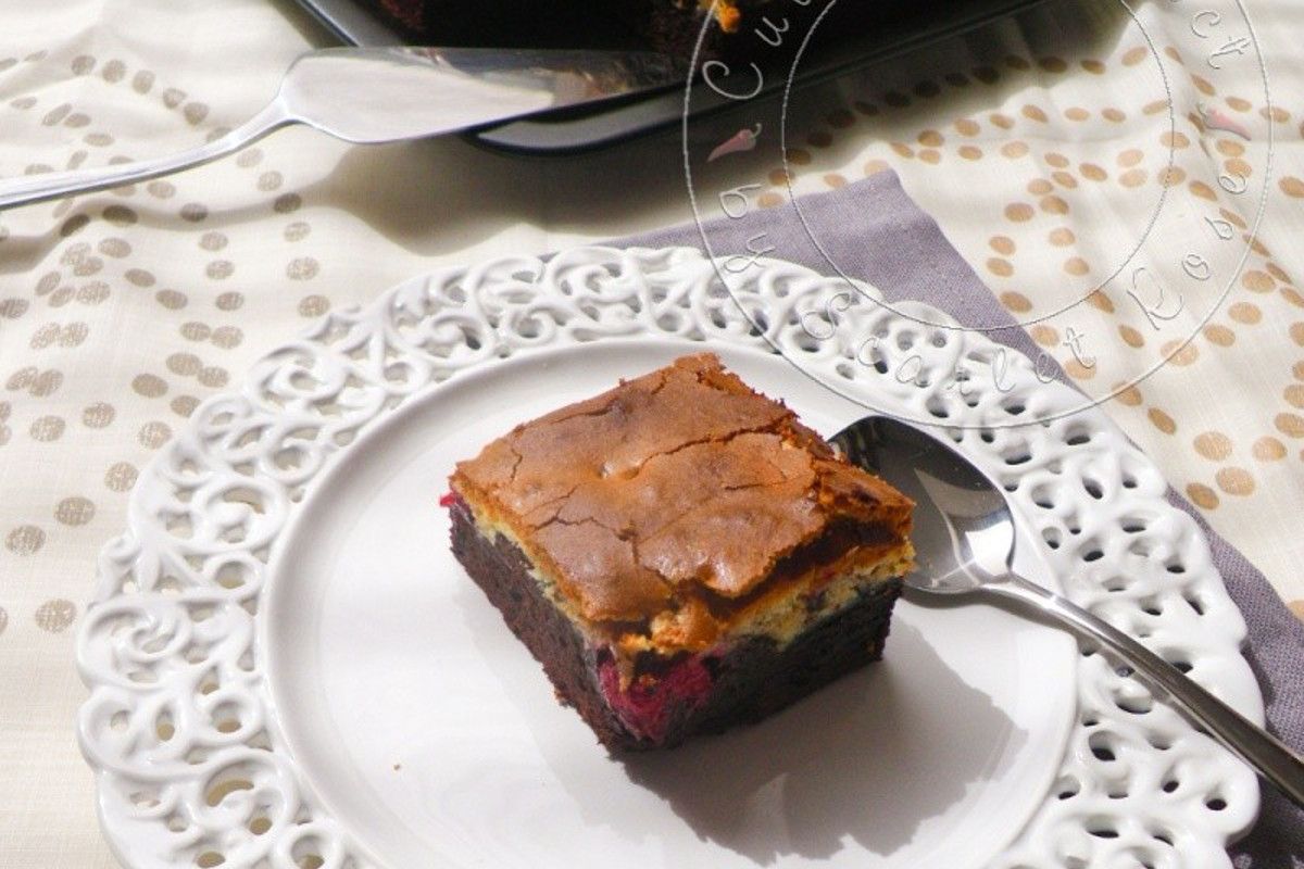 Brownie black & white aux framboises