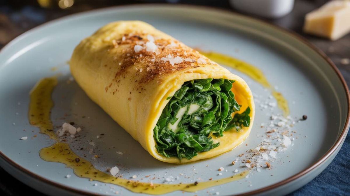 découvrez l'omelette roulée au kale, un délice léger et nutritif